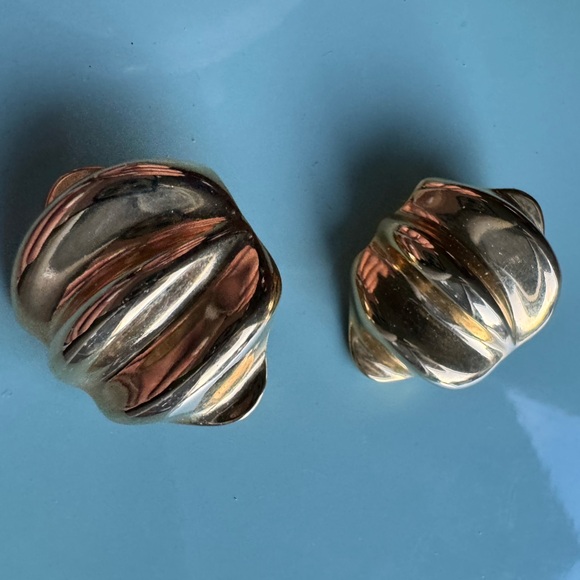 Large gold tone clip on vintage earrings